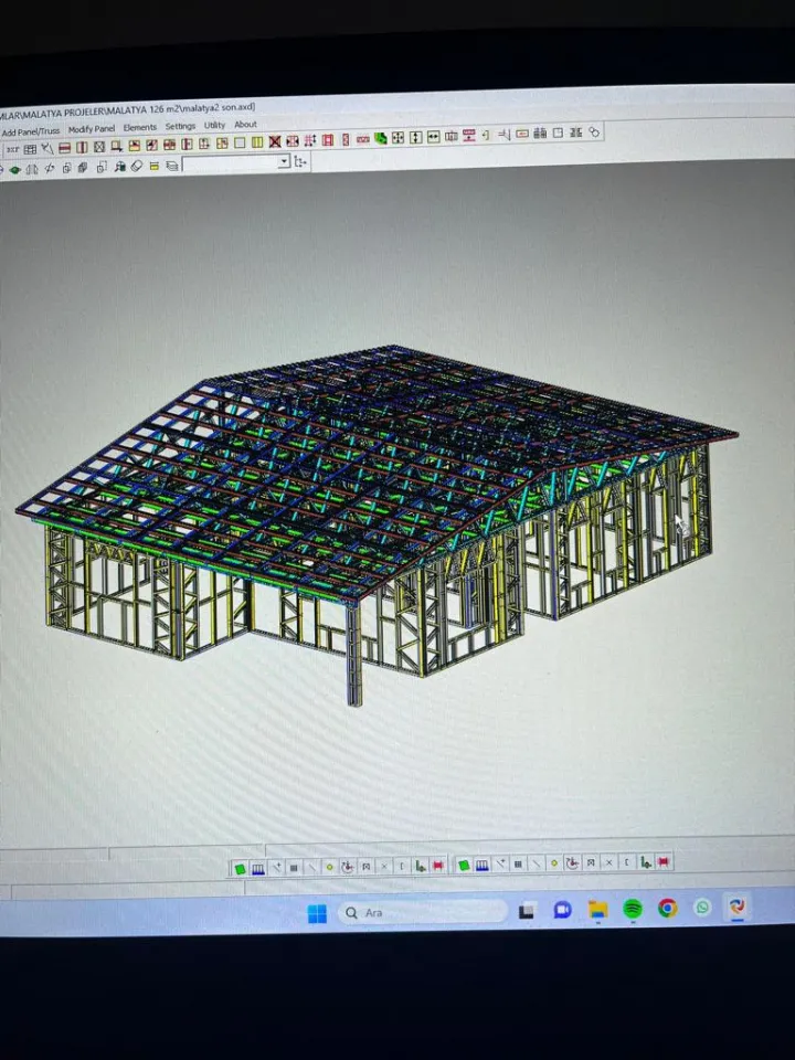 Hafif çelik evin üç boyutlu taşıyıcı sistem modeli