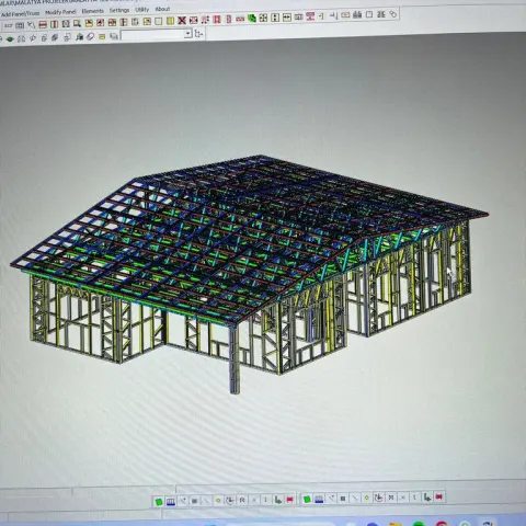Hafif çelik evin üç boyutlu taşıyıcı sistem modeli